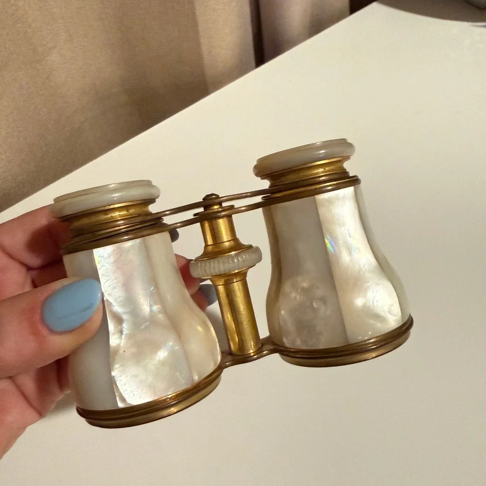 Antique‎ Lemaire Fabricant Paris Mother of Pearl Brass Opera Glasses Binoculars